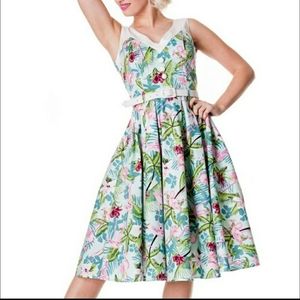 Hell Bunny Tropical Print Swing Dress